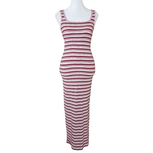 Haley & June Maxi Tank Dress Ribbed Red White Blue Striped Women's Small - Picture 1 of 10
